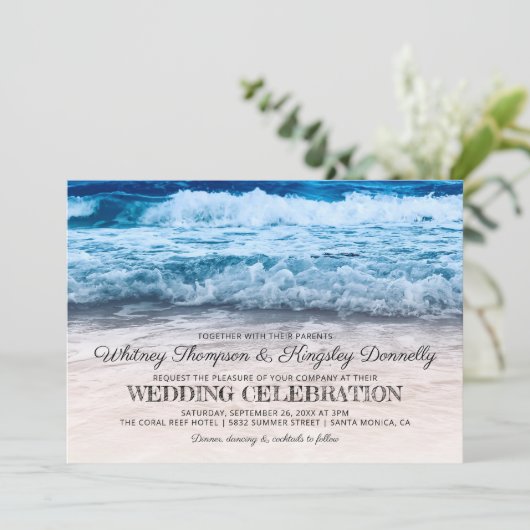 Beachfront Destination Wedding Kaart (Staand voorkant)