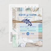 Beachfront Dolphin Wedding - Sla de datum op Aankondigingskaart (Voorkant / Achterkant)