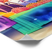 Beachfront Market Stalls Waterverf Poster (Hoek)