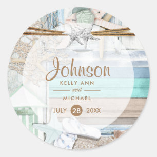 Beachfront Wedding Ronde Sticker