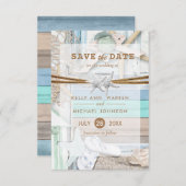 Beachfront Wedding - Sla de datum op Save The Date (Voorkant / Achterkant)