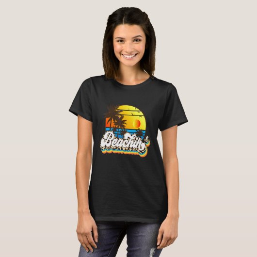 Beachin' Retro Leopard Sunset Graphic T-shirt (Voorkant volledig)
