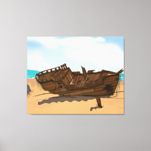 Beaching Shipwreck Canvas Afdruk