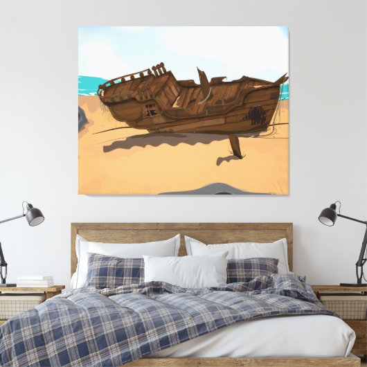 Beaching Shipwreck Canvas Afdruk (Insitu (Slaapkamer))