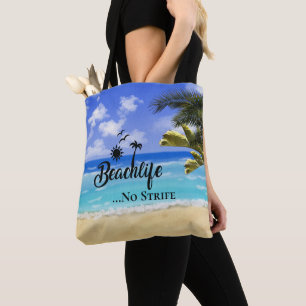 Beachlife No Strife citeert zomerpalm water Draagtas