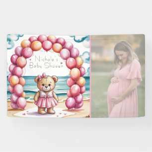 Beachside Beer Balloon Girl Baby shower Foto Spandoek