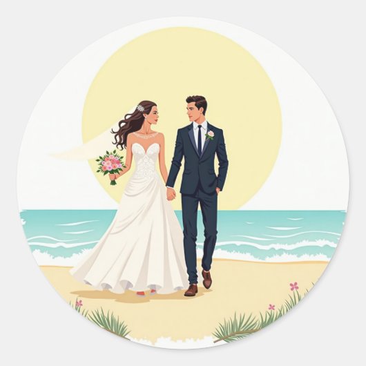 Beachside Bliss Wedding Sticker (Voorkant)