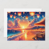 Beachside Lantaarn Festival bij Sunset Painting Briefkaart (Voorkant / Achterkant)