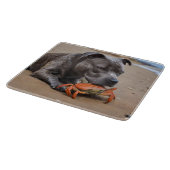 Beachside Pals: een Staffy en zijn Crab Companion Snijplank (Hoek)