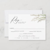 Beachside Pampas Grass Bruiloft RSVP Maaltijd Keuz Kaartje (Voorkant)