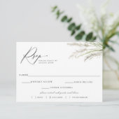 Beachside Pampas Grass Bruiloft RSVP Maaltijd Keuz Kaartje (Staand voorkant)