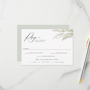 Beachside Pampas Grass Bruiloft RSVP Maaltijd Keuz Kaartje