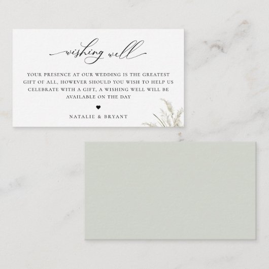 Beachside Pampas Grass Bruiloft Wishing Well Informatiekaartje (Voorkant / Achterkant)