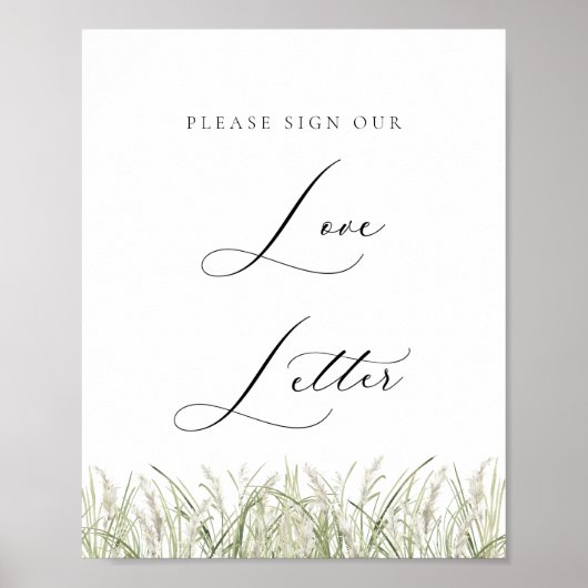 Beachside Pampas Grass Love Letter Poster (Voorkant)