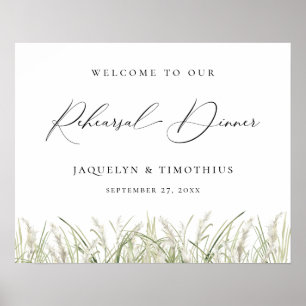 Beachside Pampas Grass Rehearsal Dinner Poster