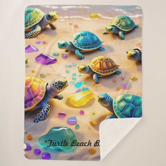 "Beachside Turtle Buddies" Sherpa Deken (Voorkant)