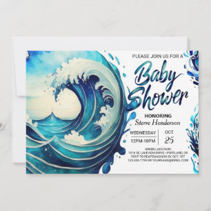 Beachside Waves Chic Baby shower Kaart