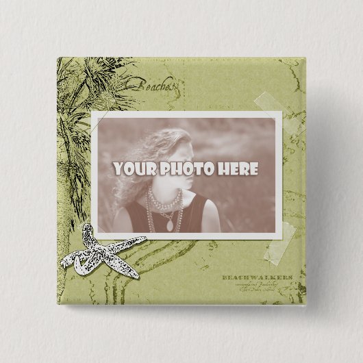 Beachwalker Collage - Kiwi Vierkante Button 5,1 Cm (Voorkant)
