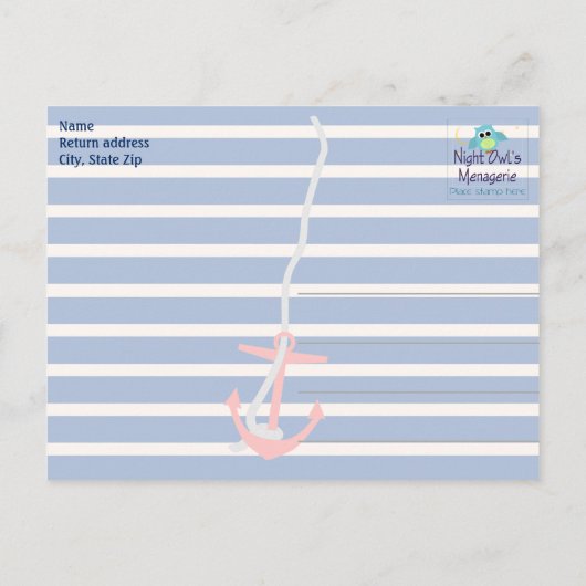 Beachy Anchor Bedankt Briefkaart (Achterkant)