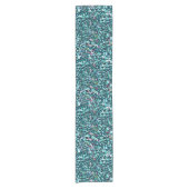 Beachy Aqua Blue Faux Sequins Korte Tafelloper (Voorkant)