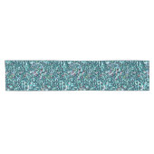Beachy Aqua Blue Faux Sequins Korte Tafelloper (Horizontaal)
