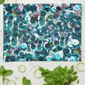 Beachy Aqua Blue Faux Sequins Theedoek (Gevouwen)