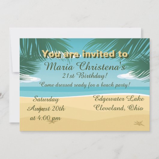 Beachy Birthday Celebration Invitation Kaart (Voorkant)