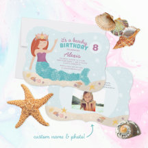 Beachy Birthday Mermaid Invitation Paars Blauwgroe