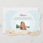 Beachy Birthday Mermaid Invitation Pink Paars Kaart (Achterkant)