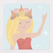 Beachy Birthday Mermaid Peach Blauwgroen Labels (Design 1)