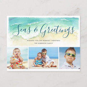 Beachy Blue 3-Foto Zeeen & Greetings Holiday Briefkaart