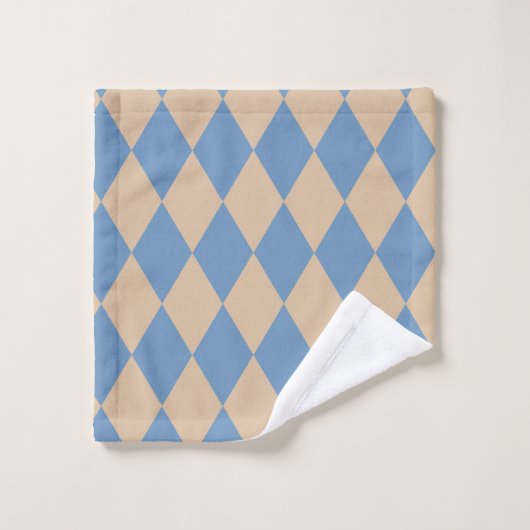 Beachy Blue en Tan Harlequin Bad Handdoek (Wasdoekje)