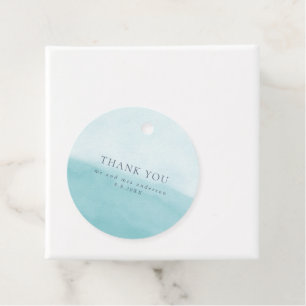 Beachy Blues Waterverf Beach Weddenschap Bedankt Bedankjes Labels