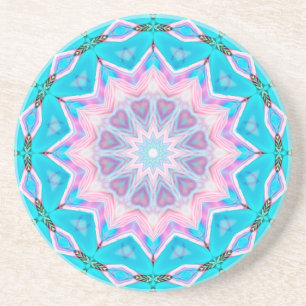 Beachy Boho Love Mandala Pink & Blue Mandala Zandsteen Onderzetter