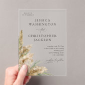 Beachy Boho Pampas Grass Bruiloft V2 Acryl Uitnodigingen (Insitu (Draagbaar))