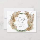 Beachy Boho Pampas Grass w Meal RSVP 2 Kaartje (Voorkant)