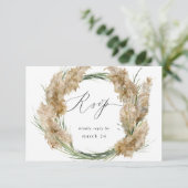 Beachy Boho Pampas Grass w Meal RSVP 2 Kaartje (Staand voorkant)