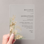 Beachy Boho Pampas Grass Wedding 2 Acryl Uitnodigingen (Insitu (Draagbaar))