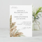 Beachy Boho Pampas Grass Wedding Kaart (Staand voorkant)