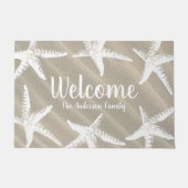 Beachy Coastal White Starfish & Sand Deurmat (Voorkant)