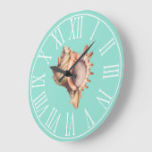 Beachy Conch Shell & Zee Glass Green Grote Klok (Hoek)