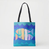 Beachy Double Fish Abstract Design Canvas tas (Voorkant)