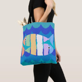 Beachy Double Fish Abstract Design Canvas tas (Dichtbij)