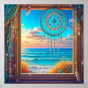 Beachy Dreamcatcher op Venster Poster