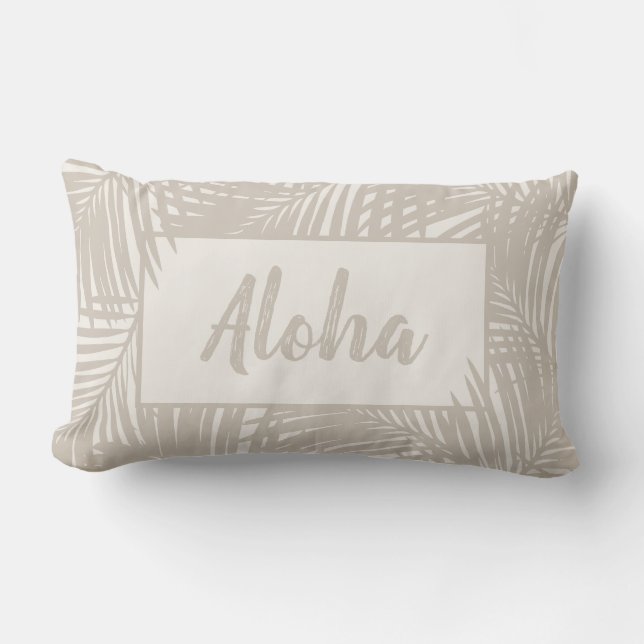 Beachy Dreams Tropical Palm Leaf Pattern Pillow Kussen (Voorkant)