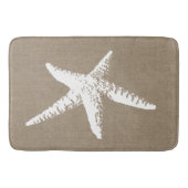 Beachy Faux Burlap White Starfish Bath Mat (Voorkant)