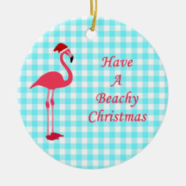 Beachy Flamingo Kerstversiering Keramisch Ornament