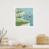 Beachy head vuurtoren retro poster (Keuken)
