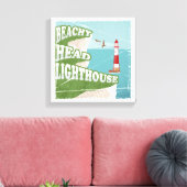 Beachy head vuurtoren retro poster canvas afdruk (Insitu (Woonkamer))