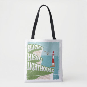Beachy head vuurtoren retro poster draagtas